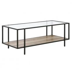 Coupon ๐ Vireo 45 in. Blackened Bronze Rectangle Glass Coffee Table with Limed Oak Shelf by Meyer&Cross ๐