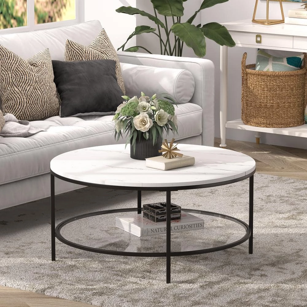 Best deal 🧨 Sivil 36 in. Blackened Bronze Round Faux Marble Coffee Table by Meyer&Cross ❤️ 6 Best deal 🧨 Sivil 36 in. Blackened Bronze Round Faux Marble Coffee Table by Meyer&Cross ❤️ - Image 4