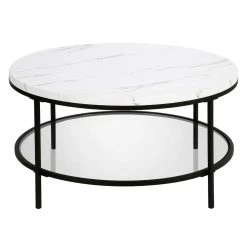 Best deal 🧨 Sivil 36 in. Blackened Bronze Round Faux Marble Coffee Table by Meyer&Cross ❤️