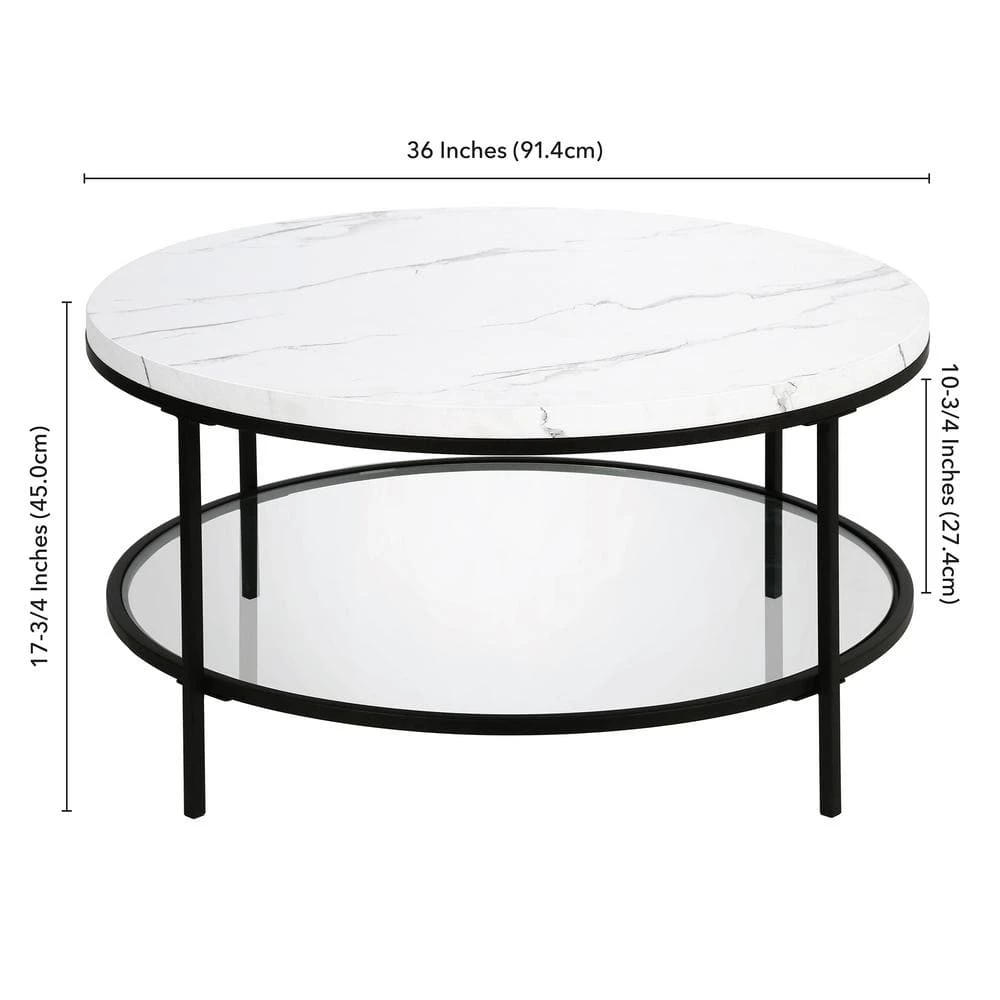 Best deal 🧨 Sivil 36 in. Blackened Bronze Round Faux Marble Coffee Table by Meyer&Cross ❤️ 5 Best deal 🧨 Sivil 36 in. Blackened Bronze Round Faux Marble Coffee Table by Meyer&Cross ❤️ - Image 3
