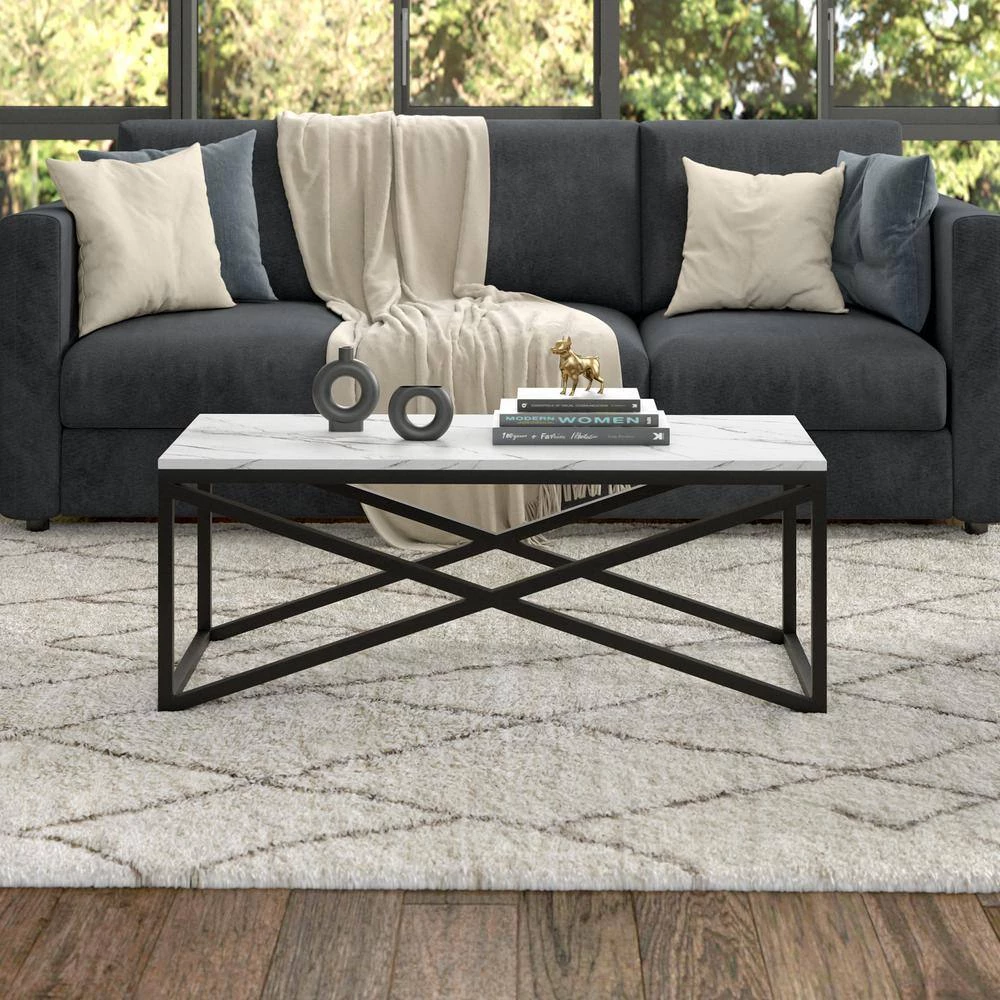 Flash Sale ✨ Calix 46 in. Blackened Bronze Rectangular Coffee Table with Faux Marble Top by Meyer&Cross 👏 8 Flash Sale ✨ Calix 46 in. Blackened Bronze Rectangular Coffee Table with Faux Marble Top by Meyer&Cross 👏 - Image 6