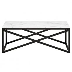 Flash Sale ✨ Calix 46 in. Blackened Bronze Rectangular Coffee Table with Faux Marble Top by Meyer&Cross 👏