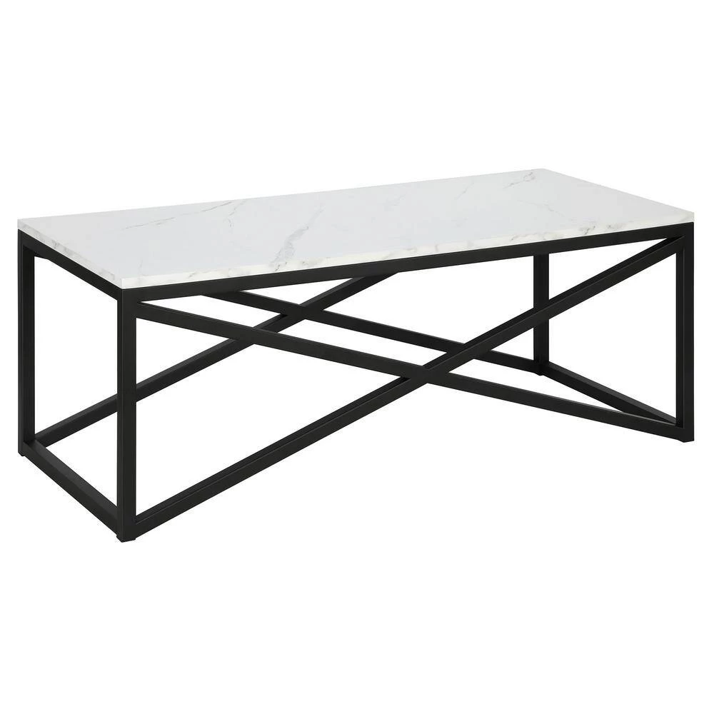 Flash Sale ✨ Calix 46 in. Blackened Bronze Rectangular Coffee Table with Faux Marble Top by Meyer&Cross 👏 4 Flash Sale ✨ Calix 46 in. Blackened Bronze Rectangular Coffee Table with Faux Marble Top by Meyer&Cross 👏 - Image 2