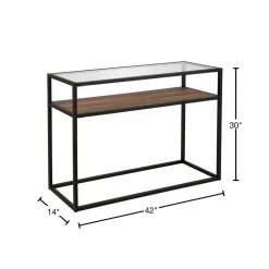 Cheapest 🥰 Addison 42 in. Bronze Standard Rectangle Glass Console Table with Storage by Meyer&Cross 🔥 -Outlet Camden Isle Store blackened bronze meyer cross console tables at0164 40 1000
