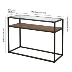 Cheapest 🥰 Addison 42 in. Bronze Standard Rectangle Glass Console Table with Storage by Meyer&Cross 🔥 -Outlet Camden Isle Store blackened bronze meyer cross console tables at0164 44 1000
