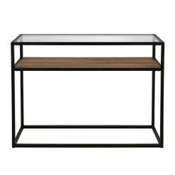 Cheapest 🥰 Addison 42 in. Bronze Standard Rectangle Glass Console Table with Storage by Meyer&Cross 🔥