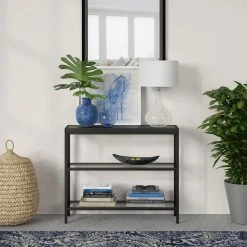 Budget ๐คฉ Alexis 36 in. Bronze Standard Rectangle Glass Console Table with Storage by Meyer&Cross ๐ฏ 16 Budget ๐คฉ Alexis 36 in. Bronze Standard Rectangle Glass Console Table with Storage by Meyer&Cross ๐ฏ -Outlet Camden Isle Store blackened bronze meyer cross console tables at0235 1f 1000