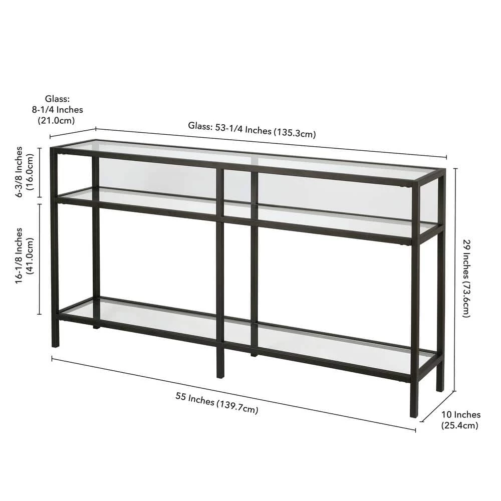 Best deal 🎉 Vega 55 in. Blackened Bronze/Clear Rectangle Glass Console Table with Storage by Meyer&Cross 🎉 7 Best deal 🎉 Vega 55 in. Blackened Bronze/Clear Rectangle Glass Console Table with Storage by Meyer&Cross 🎉 - Image 5
