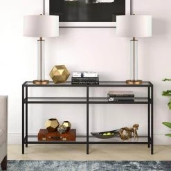 Best deal 🎉 Vega 55 in. Blackened Bronze/Clear Rectangle Glass Console Table with Storage by Meyer&Cross 🎉 11 Best deal 🎉 Vega 55 in. Blackened Bronze/Clear Rectangle Glass Console Table with Storage by Meyer&Cross 🎉 -Outlet Camden Isle Store blackened bronze meyer cross console tables at0255 4f 1000