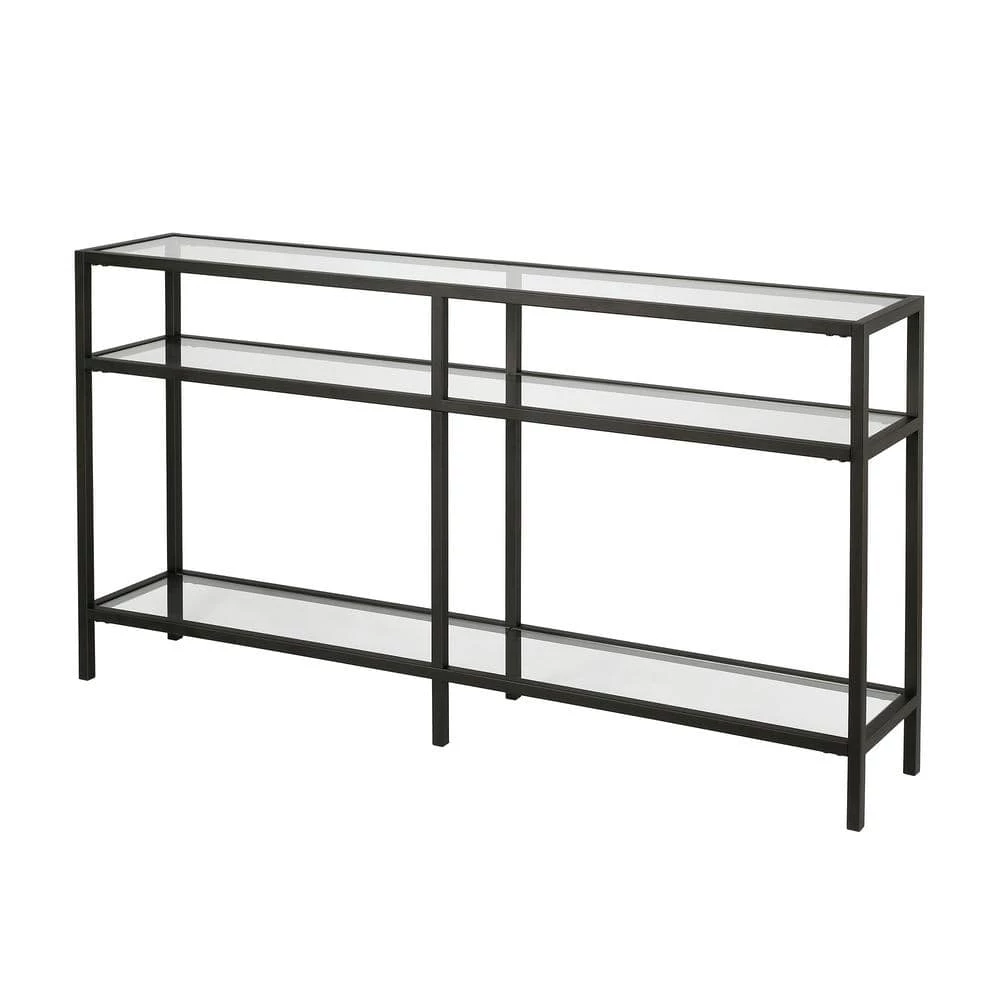 Best deal 🎉 Vega 55 in. Blackened Bronze/Clear Rectangle Glass Console Table with Storage by Meyer&Cross 🎉 3 Best deal 🎉 Vega 55 in. Blackened Bronze/Clear Rectangle Glass Console Table with Storage by Meyer&Cross 🎉