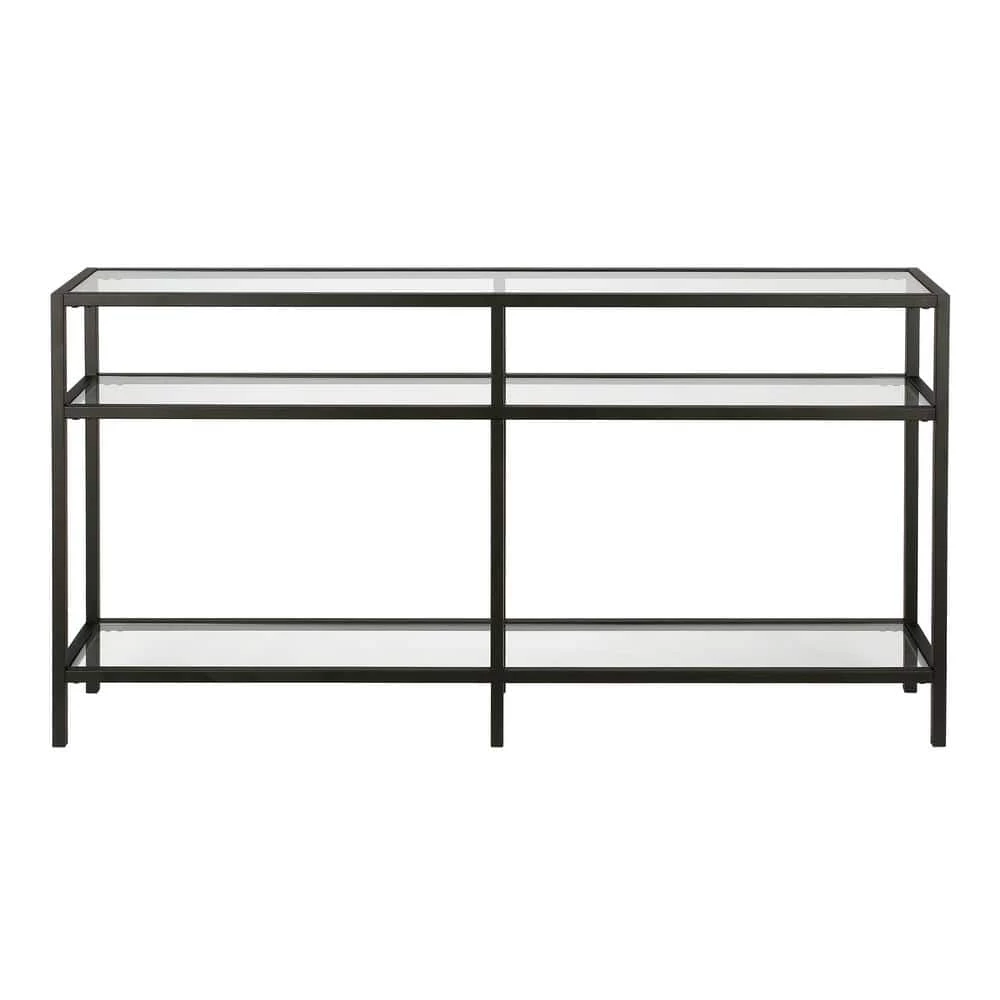 Best deal 🎉 Vega 55 in. Blackened Bronze/Clear Rectangle Glass Console Table with Storage by Meyer&Cross 🎉 5 Best deal 🎉 Vega 55 in. Blackened Bronze/Clear Rectangle Glass Console Table with Storage by Meyer&Cross 🎉 - Image 3