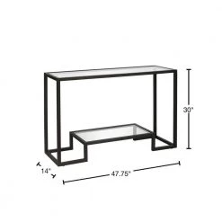 Promo ✔️ Athena 48 in. Blackened Bronze/Clear Standard Rectangle Glass Console Table with Storage by Meyer&Cross 🌟 -Outlet Camden Isle Store blackened bronze meyer cross console tables at0264 40 1000
