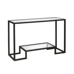 Promo ✔️ Athena 48 in. Blackened Bronze/Clear Standard Rectangle Glass Console Table with Storage by Meyer&Cross 🌟