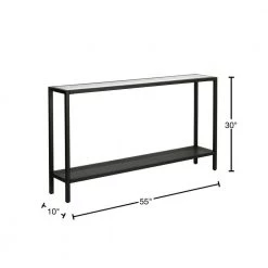 Top 10 🥰 Rigan 55 in. Blackened Bronze/Clear Standard Rectangle Glass Console Table with Storage by Meyer&Cross 🛒 -Outlet Camden Isle Store blackened bronze meyer cross console tables at0365 40 1000