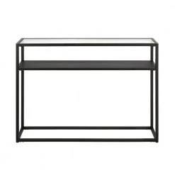 New 🥰 Nellie 42 in. Blackened Bronze Standard Rectangle Glass Console Table with Storage by Meyer&Cross 🌟 -Outlet Camden Isle Store blackened bronze meyer cross console tables at0415 c3 1000