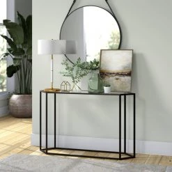 Budget 🔔 Beck 48 in. Blackened Bronze Specialty Glass Console Table by Meyer&Cross 🤩 -Outlet Camden Isle Store blackened bronze meyer cross console tables at0551 31 1000