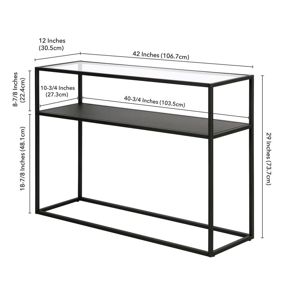 Deals 😉 Nellie 42 in. Blackened Bronze Rectangle Tempered Glass Console Table with Solid Metal-Shelf by Meyer&Cross 🔔 8 Deals 😉 Nellie 42 in. Blackened Bronze Rectangle Tempered Glass Console Table with Solid Metal-Shelf by Meyer&Cross 🔔 - Image 6