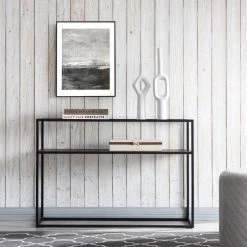 Deals 😉 Nellie 42 in. Blackened Bronze Rectangle Tempered Glass Console Table with Solid Metal-Shelf by Meyer&Cross 🔔 15 Deals 😉 Nellie 42 in. Blackened Bronze Rectangle Tempered Glass Console Table with Solid Metal-Shelf by Meyer&Cross 🔔 -Outlet Camden Isle Store blackened bronze meyer cross console tables at0573 31 1000