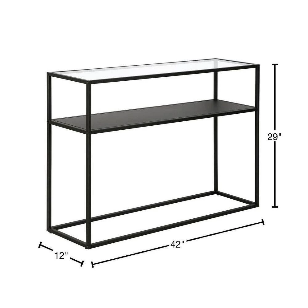 Deals 😉 Nellie 42 in. Blackened Bronze Rectangle Tempered Glass Console Table with Solid Metal-Shelf by Meyer&Cross 🔔 5 Deals 😉 Nellie 42 in. Blackened Bronze Rectangle Tempered Glass Console Table with Solid Metal-Shelf by Meyer&Cross 🔔 - Image 3