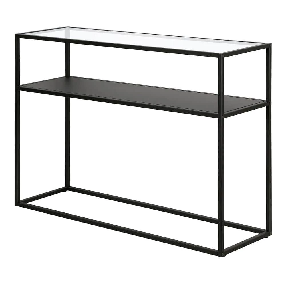 Deals 😉 Nellie 42 in. Blackened Bronze Rectangle Tempered Glass Console Table with Solid Metal-Shelf by Meyer&Cross 🔔 3 Deals 😉 Nellie 42 in. Blackened Bronze Rectangle Tempered Glass Console Table with Solid Metal-Shelf by Meyer&Cross 🔔