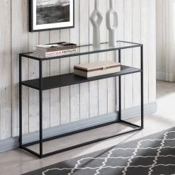 Deals 😉 Nellie 42 in. Blackened Bronze Rectangle Tempered Glass Console Table with Solid Metal-Shelf by Meyer&Cross 🔔 12 Deals 😉 Nellie 42 in. Blackened Bronze Rectangle Tempered Glass Console Table with Solid Metal-Shelf by Meyer&Cross 🔔 -Outlet Camden Isle Store blackened bronze meyer cross console tables at0573 c3 1000