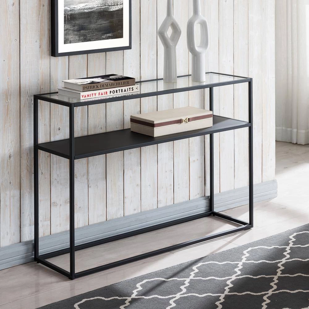 Deals 😉 Nellie 42 in. Blackened Bronze Rectangle Tempered Glass Console Table with Solid Metal-Shelf by Meyer&Cross 🔔 6 Deals 😉 Nellie 42 in. Blackened Bronze Rectangle Tempered Glass Console Table with Solid Metal-Shelf by Meyer&Cross 🔔 - Image 4
