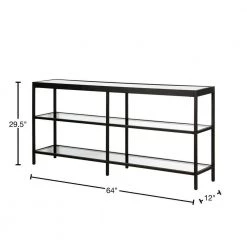 Budget ⭐ Alexis 64 in. Blackened Bronze Rectangle Glass Console Table by Meyer&Cross ⌛ -Outlet Camden Isle Store blackened bronze meyer cross console tables at0591 40 1000