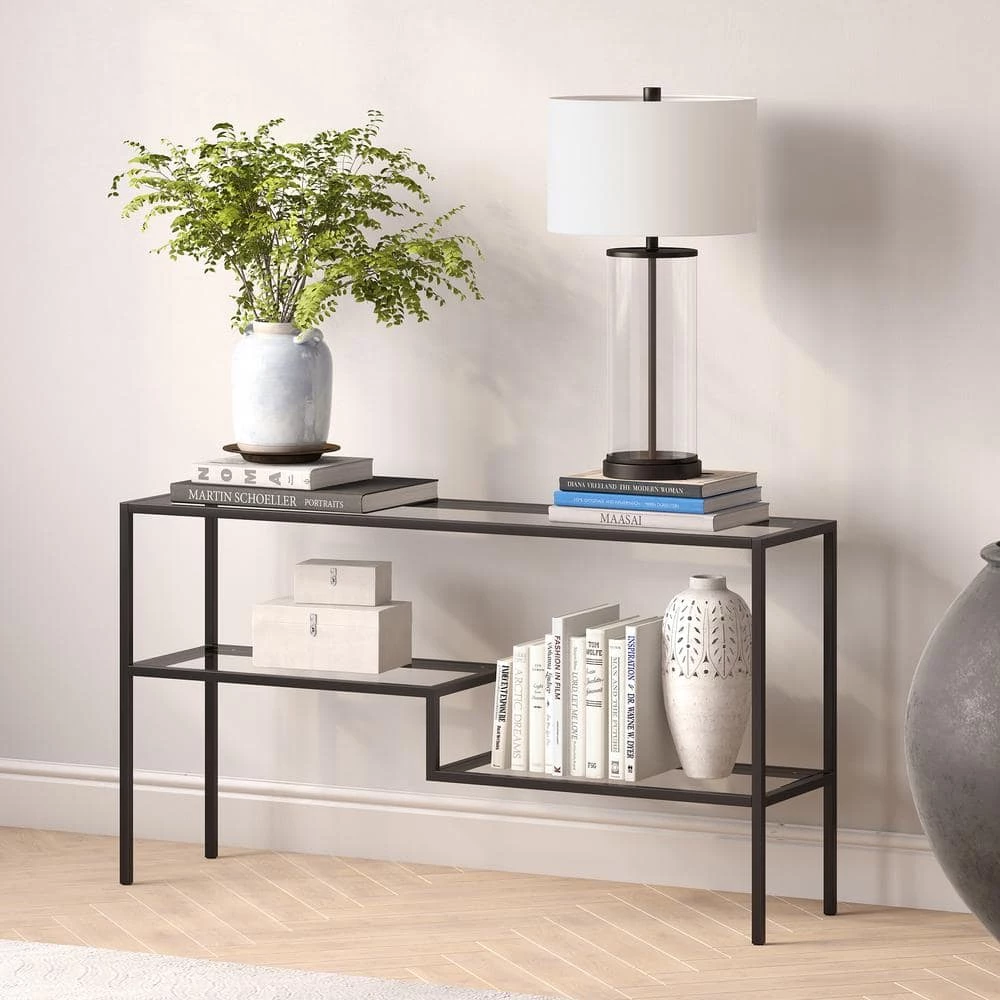 New ๐งจ Lovett 55 in. Blackened Bronze Rectangle Glass Console Table with Glass Shelves by Meyer&Cross ๐ 8 New ๐งจ Lovett 55 in. Blackened Bronze Rectangle Glass Console Table with Glass Shelves by Meyer&Cross ๐ - Image 6