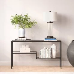 New ๐งจ Lovett 55 in. Blackened Bronze Rectangle Glass Console Table with Glass Shelves by Meyer&Cross ๐ 17 New ๐งจ Lovett 55 in. Blackened Bronze Rectangle Glass Console Table with Glass Shelves by Meyer&Cross ๐ -Outlet Camden Isle Store blackened bronze meyer cross console tables at0637 31 1000