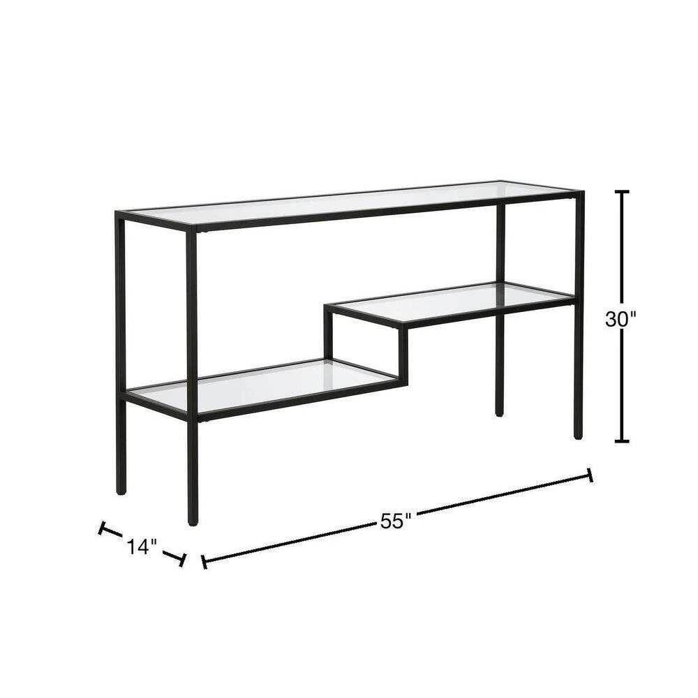 New ๐งจ Lovett 55 in. Blackened Bronze Rectangle Glass Console Table with Glass Shelves by Meyer&Cross ๐ 5 New ๐งจ Lovett 55 in. Blackened Bronze Rectangle Glass Console Table with Glass Shelves by Meyer&Cross ๐ - Image 3
