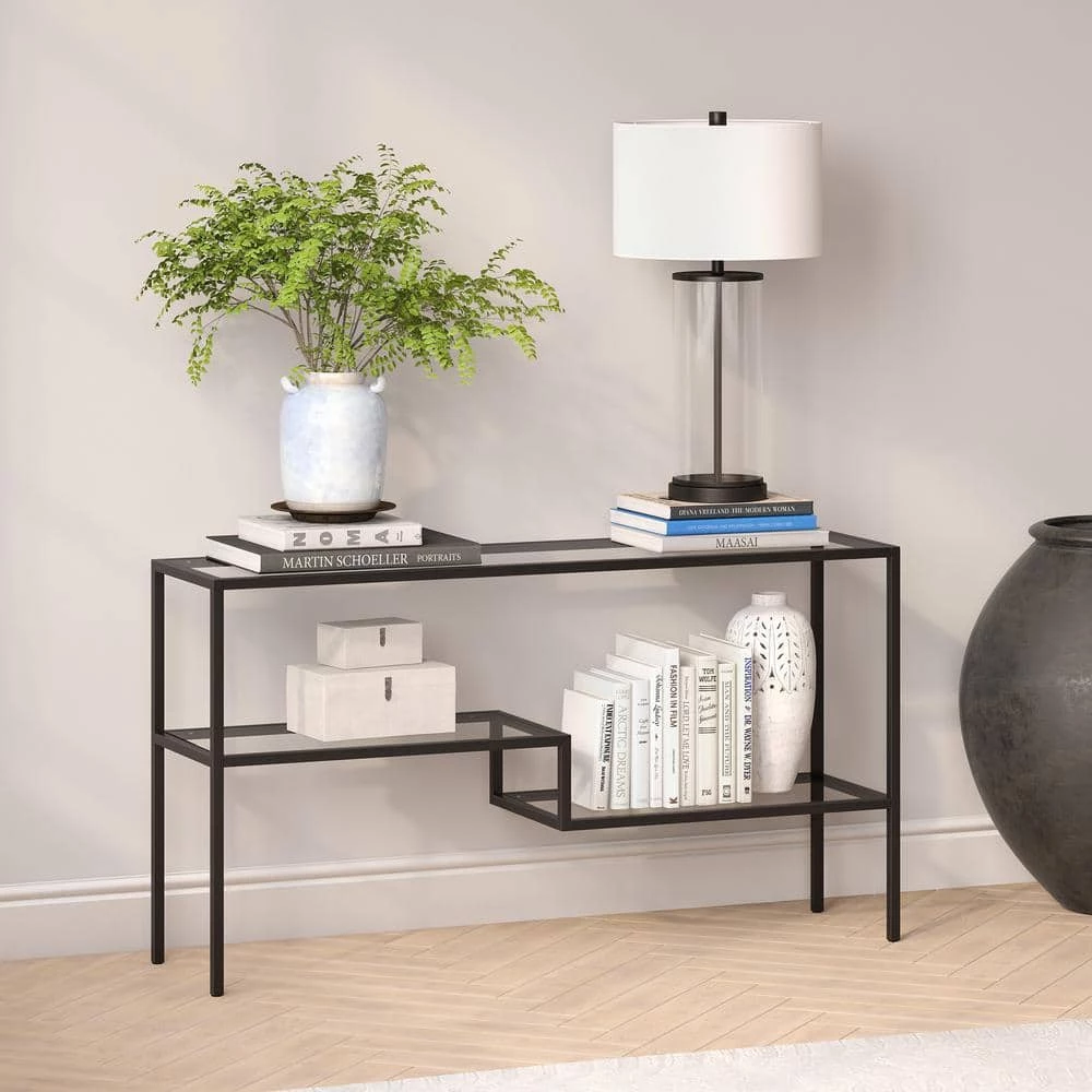 New ๐งจ Lovett 55 in. Blackened Bronze Rectangle Glass Console Table with Glass Shelves by Meyer&Cross ๐ 7 New ๐งจ Lovett 55 in. Blackened Bronze Rectangle Glass Console Table with Glass Shelves by Meyer&Cross ๐ - Image 5