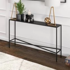 Cheap 🌟 Henley 55 in. Blackened Bronze Rectangle Metal Console Table by Meyer&Cross ⭐ -Outlet Camden Isle Store blackened bronze meyer cross console tables at0823 4f 1000
