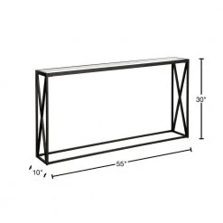 Cheapest ✔️ Arlo 55 in. Blackened Bronze Rectangle Glass Console Table by Meyer&Cross ✨ -Outlet Camden Isle Store blackened bronze meyer cross console tables at0901 40 1000
