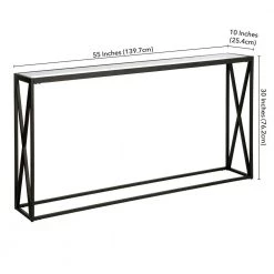 Cheapest ✔️ Arlo 55 in. Blackened Bronze Rectangle Glass Console Table by Meyer&Cross ✨ -Outlet Camden Isle Store blackened bronze meyer cross console tables at0901 44 1000