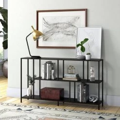 Discount 😍 Winthrop 52 in. Blackened Bronze Rectangle Metal Console Table by Meyer&Cross 😀 -Outlet Camden Isle Store blackened bronze meyer cross console tables at0914 31 1000