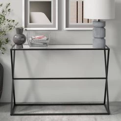 Top 10 💯 Sabrina 45 in. Blackened Bronze Rectangle Glass Console Table by Meyer&Cross 😍 -Outlet Camden Isle Store blackened bronze meyer cross console tables at0933 1f 1000