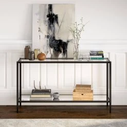 Promo ✔️ Hera 55 in. Blackened Bronze Rectangle Glass Console Table with Mirrored Shelf by Meyer&Cross 🌟 17 Promo ✔️ Hera 55 in. Blackened Bronze Rectangle Glass Console Table with Mirrored Shelf by Meyer&Cross 🌟 -Outlet Camden Isle Store blackened bronze meyer cross console tables at0977 31 1000