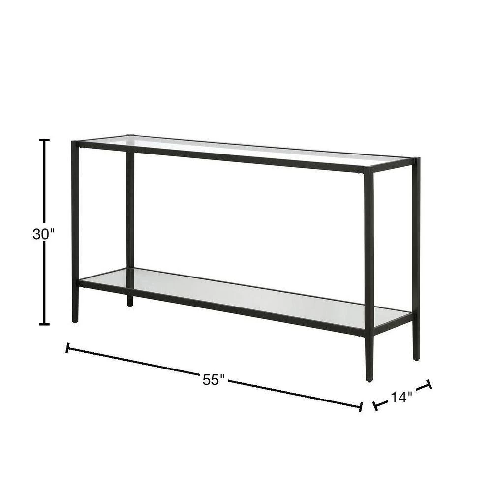 Promo ✔️ Hera 55 in. Blackened Bronze Rectangle Glass Console Table with Mirrored Shelf by Meyer&Cross 🌟 5 Promo ✔️ Hera 55 in. Blackened Bronze Rectangle Glass Console Table with Mirrored Shelf by Meyer&Cross 🌟 - Image 3