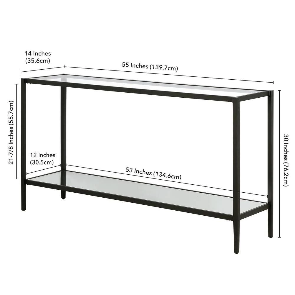 Promo ✔️ Hera 55 in. Blackened Bronze Rectangle Glass Console Table with Mirrored Shelf by Meyer&Cross 🌟 9 Promo ✔️ Hera 55 in. Blackened Bronze Rectangle Glass Console Table with Mirrored Shelf by Meyer&Cross 🌟 - Image 7