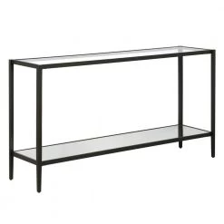 Promo ✔️ Hera 55 in. Blackened Bronze Rectangle Glass Console Table with Mirrored Shelf by Meyer&Cross 🌟