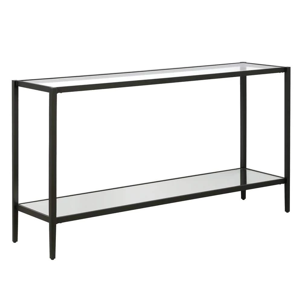Promo ✔️ Hera 55 in. Blackened Bronze Rectangle Glass Console Table with Mirrored Shelf by Meyer&Cross 🌟 3 Promo ✔️ Hera 55 in. Blackened Bronze Rectangle Glass Console Table with Mirrored Shelf by Meyer&Cross 🌟