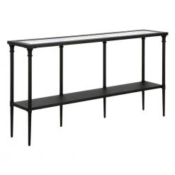Best Pirce 😉 Nellie 55 in. Blackened Bronze Rectangle Glass Console Table with Solid Metal Shelf by Meyer&Cross 😉