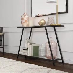 Promo 🛒 Yair 52 in. Rectangle Blackened Bronze Glass Console Table by Meyer&Cross 😀 -Outlet Camden Isle Store blackened bronze meyer cross console tables at0992 1f 1000