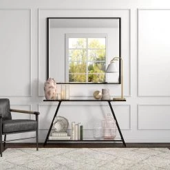 Promo 🛒 Yair 52 in. Rectangle Blackened Bronze Glass Console Table by Meyer&Cross 😀 -Outlet Camden Isle Store blackened bronze meyer cross console tables at0992 31 1000