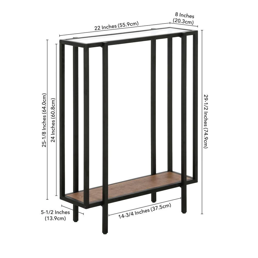 Promo 🧨 Vireo 22 in. Blackened Bronze Rectangle Glass Accent Table with Rustic Oak Shelf by Meyer&Cross 💯 7 Promo 🧨 Vireo 22 in. Blackened Bronze Rectangle Glass Accent Table with Rustic Oak Shelf by Meyer&Cross 💯 - Image 5