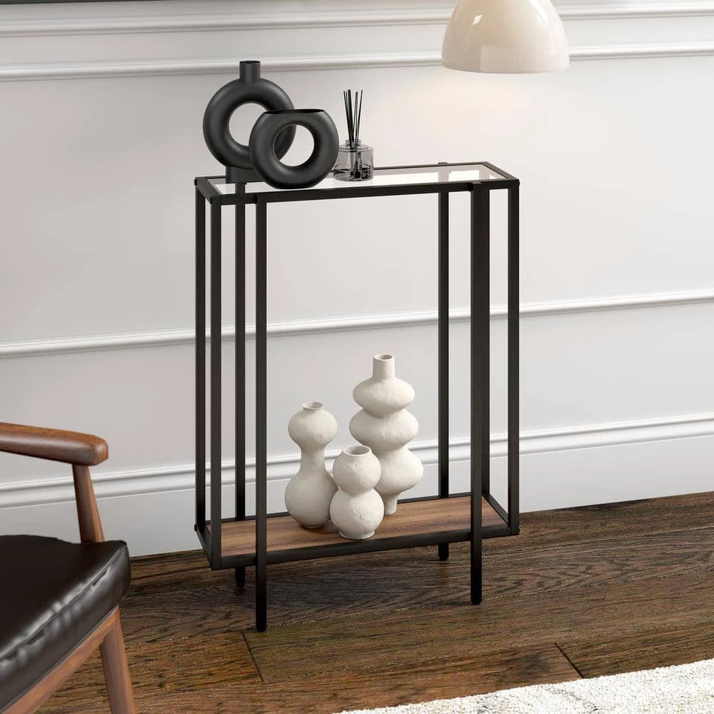Promo 🧨 Vireo 22 in. Blackened Bronze Rectangle Glass Accent Table with Rustic Oak Shelf by Meyer&Cross 💯 6 Promo 🧨 Vireo 22 in. Blackened Bronze Rectangle Glass Accent Table with Rustic Oak Shelf by Meyer&Cross 💯 - Image 4
