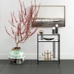 Promo 👍 Cortland 22 in. Blackened Bronze Rectangle Glass Console Table with Glass Shelves by Meyer&Cross 🔥 -Outlet Camden Isle Store blackened bronze meyer cross console tables at1176 31 1000