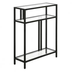 Promo ๐ Cortland 22 in. Blackened Bronze Rectangle Glass Console Table with Glass Shelves by Meyer&Cross ๐ฅ