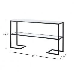 Cheapest 🤩 Errol 55 in. Blackened Bronze Rectangle Faux Marble Console Table with Storage by Meyer&Cross 😀 -Outlet Camden Isle Store blackened bronze meyer cross console tables at1327 40 1000