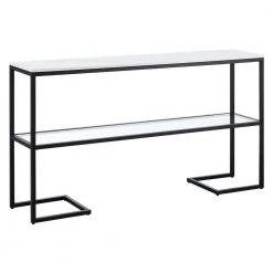 Cheapest 🤩 Errol 55 in. Blackened Bronze Rectangle Faux Marble Console Table with Storage by Meyer&Cross 😀